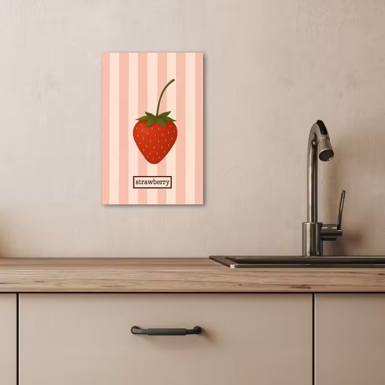 Leinwandbilder - Erdbeere - Streifen - Minimalistisch - Rot — 4