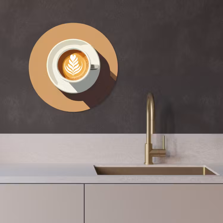 Runde Bilder - Cappuccino - Tasse - Untertasse - Minimalistisch — 2