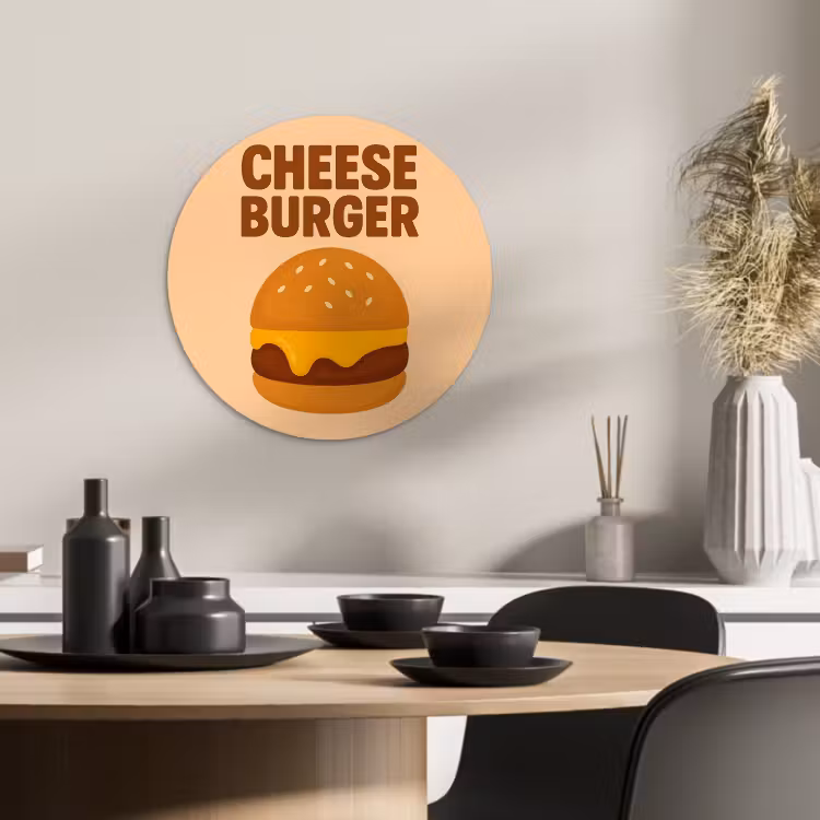 Runde Bilder - Cheeseburger - Minimalistisch - Gelb — 2