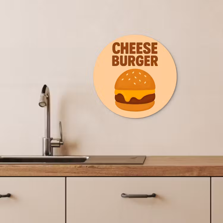 Runde Bilder - Cheeseburger - Minimalistisch - Gelb — 4
