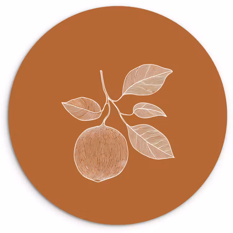 Runde Bilder - Orange - Gezeichnet - Blätter - Braun — 1