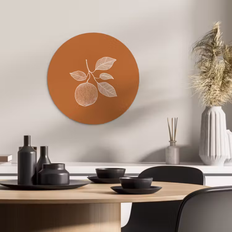 Runde Bilder - Orange - Gezeichnet - Blätter - Braun — 2