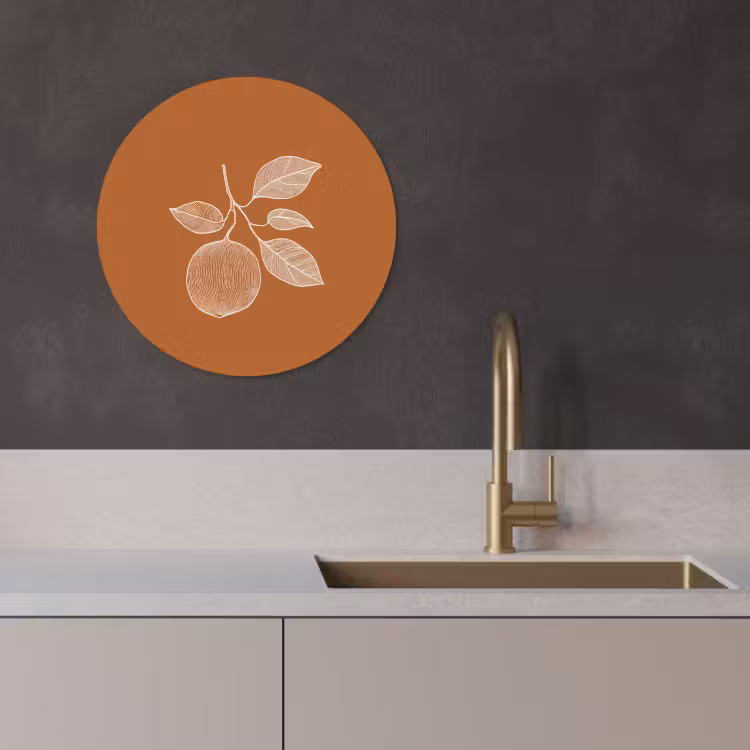 Runde Bilder - Orange - Gezeichnet - Blätter - Braun — 3