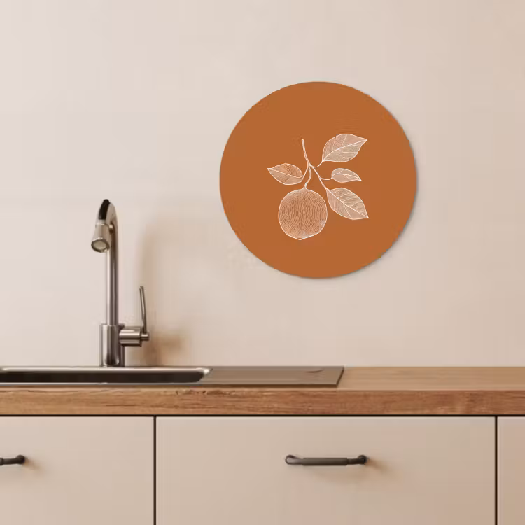 Runde Bilder - Orange - Gezeichnet - Blätter - Braun — 4