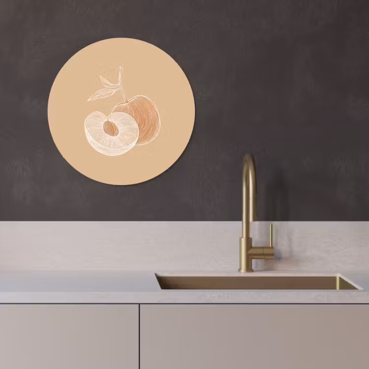 Runde Bilder - Pfirsich - Strichzeichnung - Grube - Beige — 2