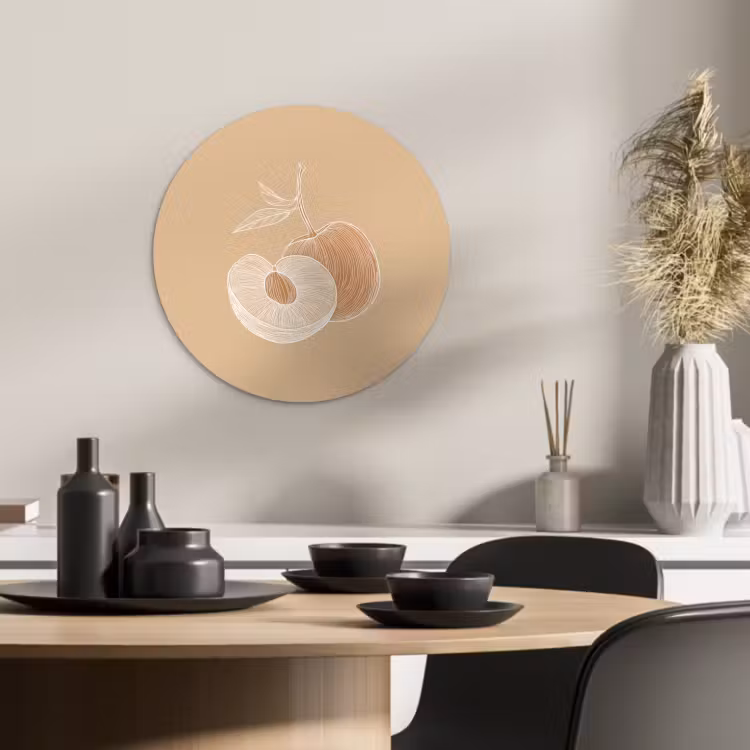 Runde Bilder - Pfirsich - Strichzeichnung - Grube - Beige — 3