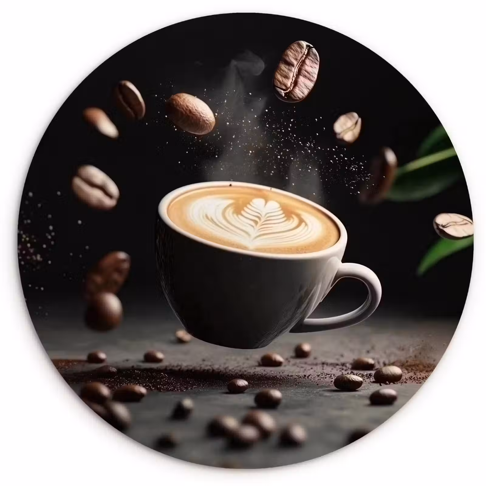 Runde Bilder - Cappuccino - Tasse - Bohnen - Braun — 1