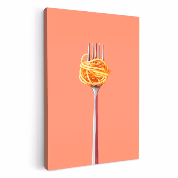 Leinwandbilder - Gabel - Spaghetti - Künstlerisch - Rosa — 1