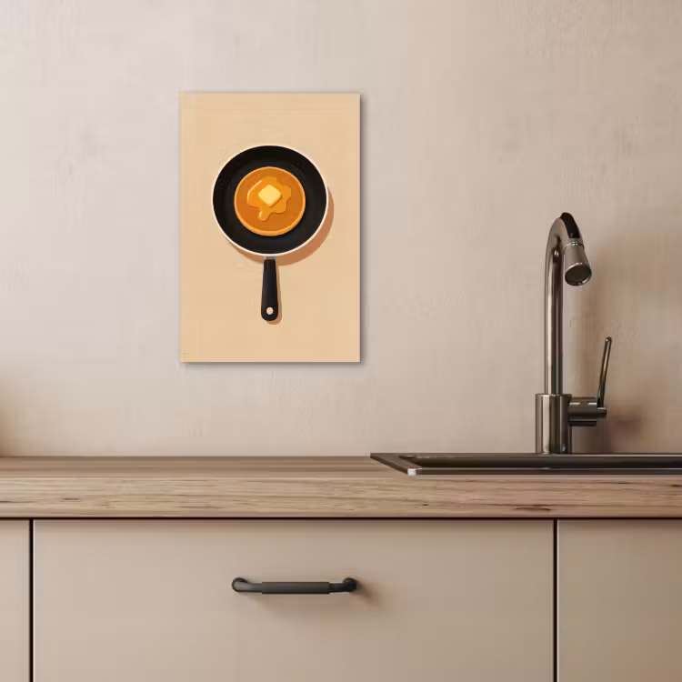 Leinwandbilder - Pfannkuchen - Bratpfanne - Butter - Minimalistisch — 5
