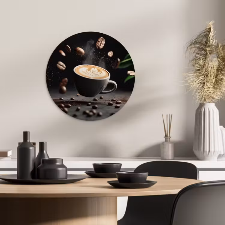Runde Bilder - Cappuccino - Tasse - Bohnen - Braun — 4