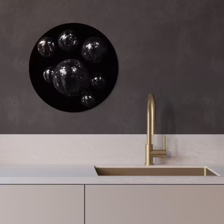Runde Bilder - Disco-Kugeln - Minimalistisch - Schwarz — 2