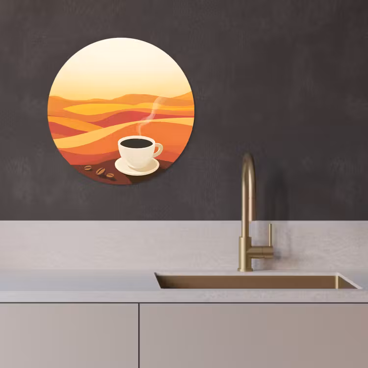 Runde Bilder - Kaffee - Landschaft - Orange - Kaffeebohnen — 1