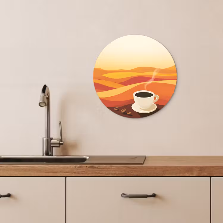 Runde Bilder - Kaffee - Landschaft - Orange - Kaffeebohnen — 2