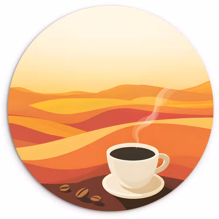 Runde Bilder - Kaffee - Landschaft - Orange - Kaffeebohnen — 4