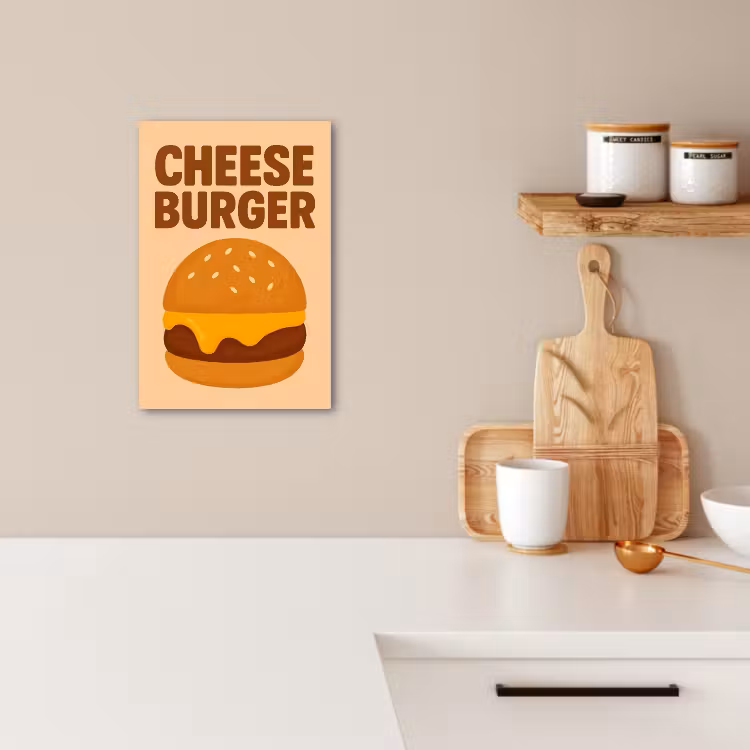 Leinwandbilder - Cheeseburger - Minimalistisch - Gelb — 1