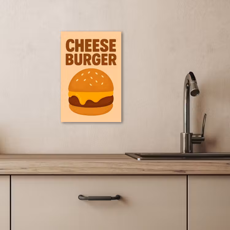 Leinwandbilder - Cheeseburger - Minimalistisch - Gelb — 5