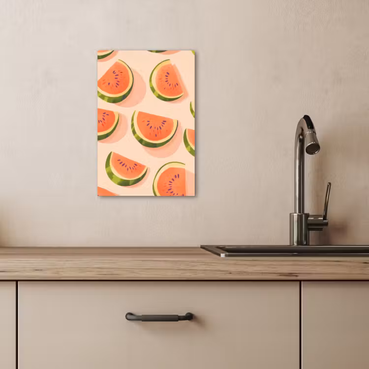 Leinwandbilder - Wassermelone - Scheiben - Kerne - Rot — 4