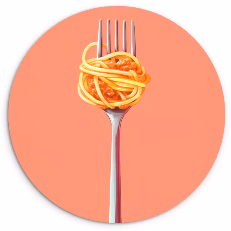 Runde Bilder - Gabel - Spaghetti - Künstlerisch - Rosa — 1