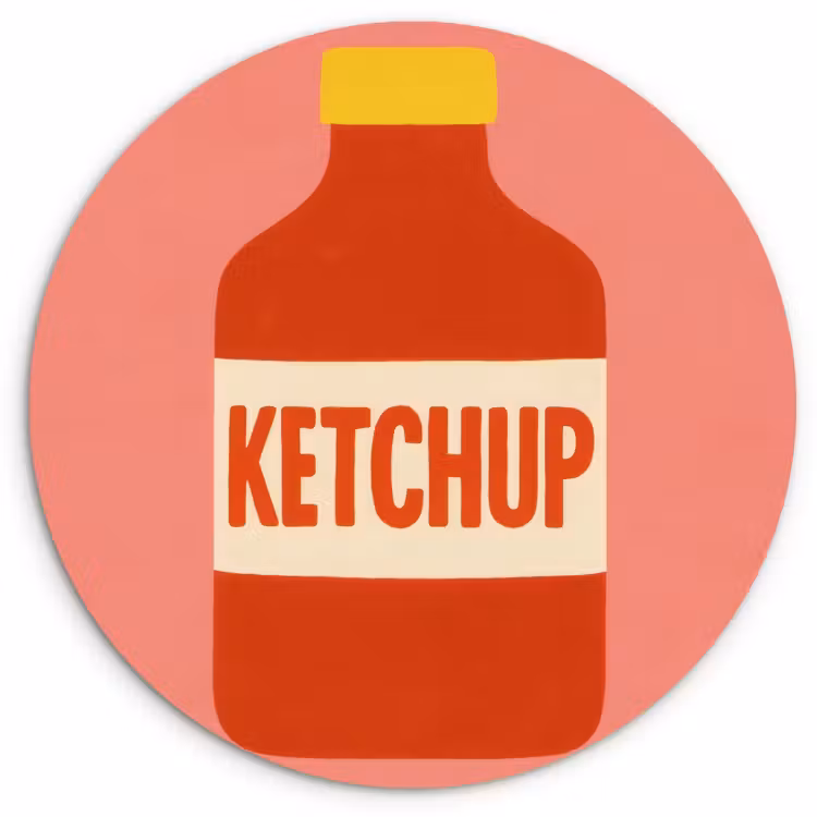 Runde Bilder - Ketchup - Flasche - Rot - Minimalistisch — 1