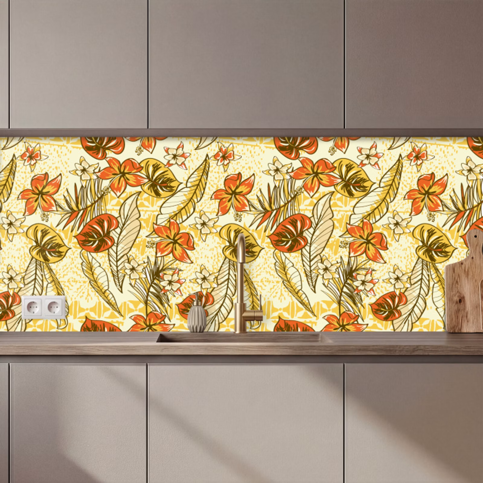 Küchenrückwand - Vintage - Blumen - Blätter - Hawaii - Muster — 1
