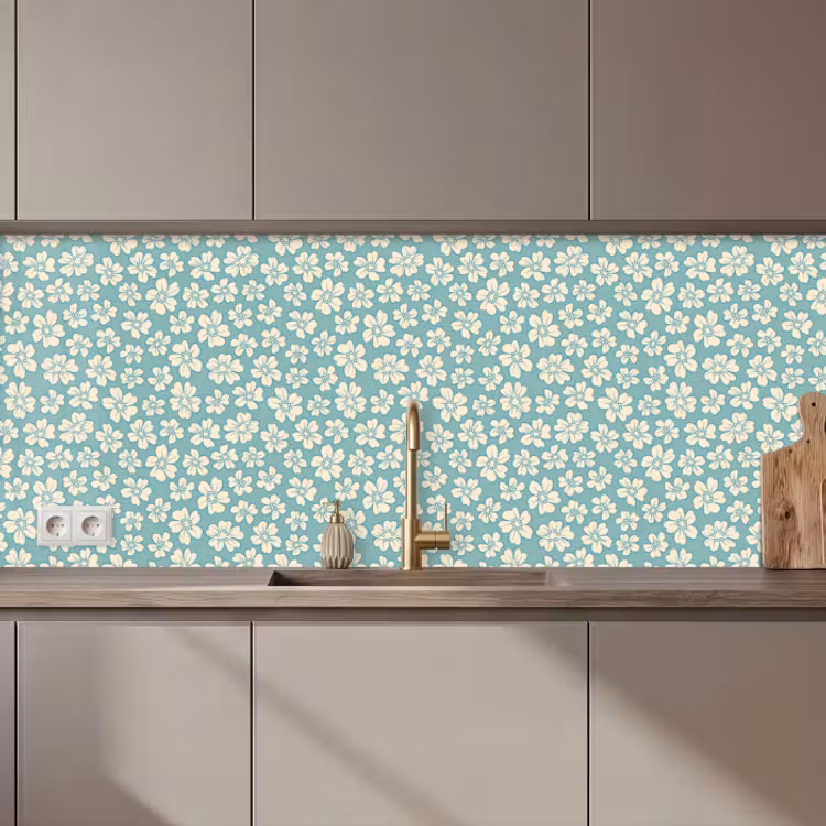 Küchenrückwand - Blumen - Weiß - Vintage - Muster — 1