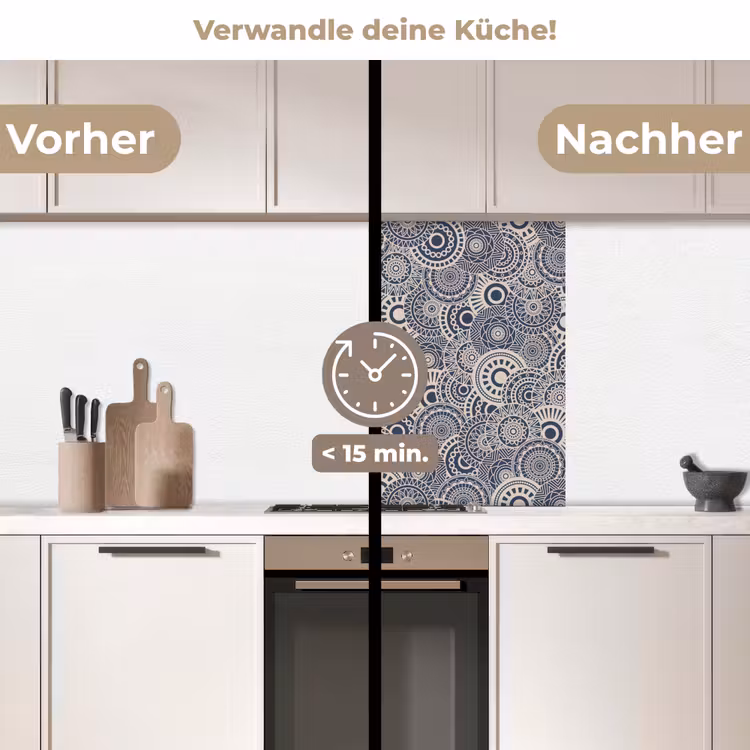 Küchenrückwand - Mandala - Blau - Muster — 2
