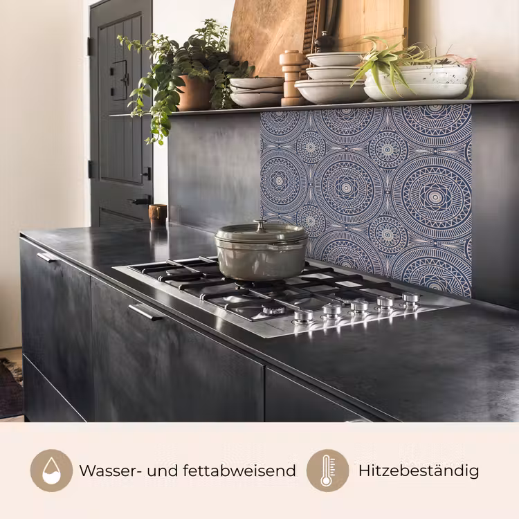 Küchenrückwand - Mandala - Blau - Muster - Abstrakt — 4