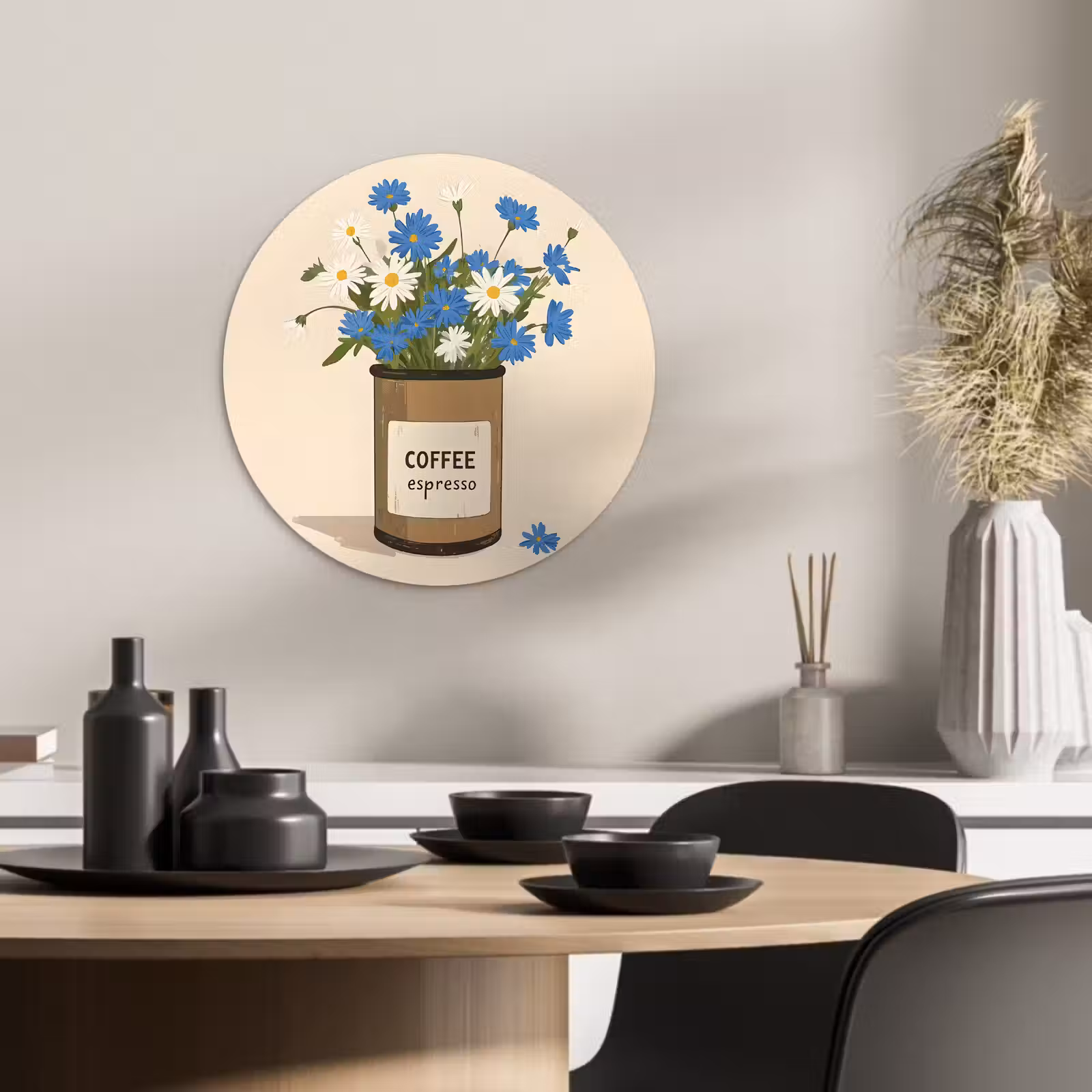 Runde Bilder - Kaffee - Dose - Minimalistisch - Blumen — 1