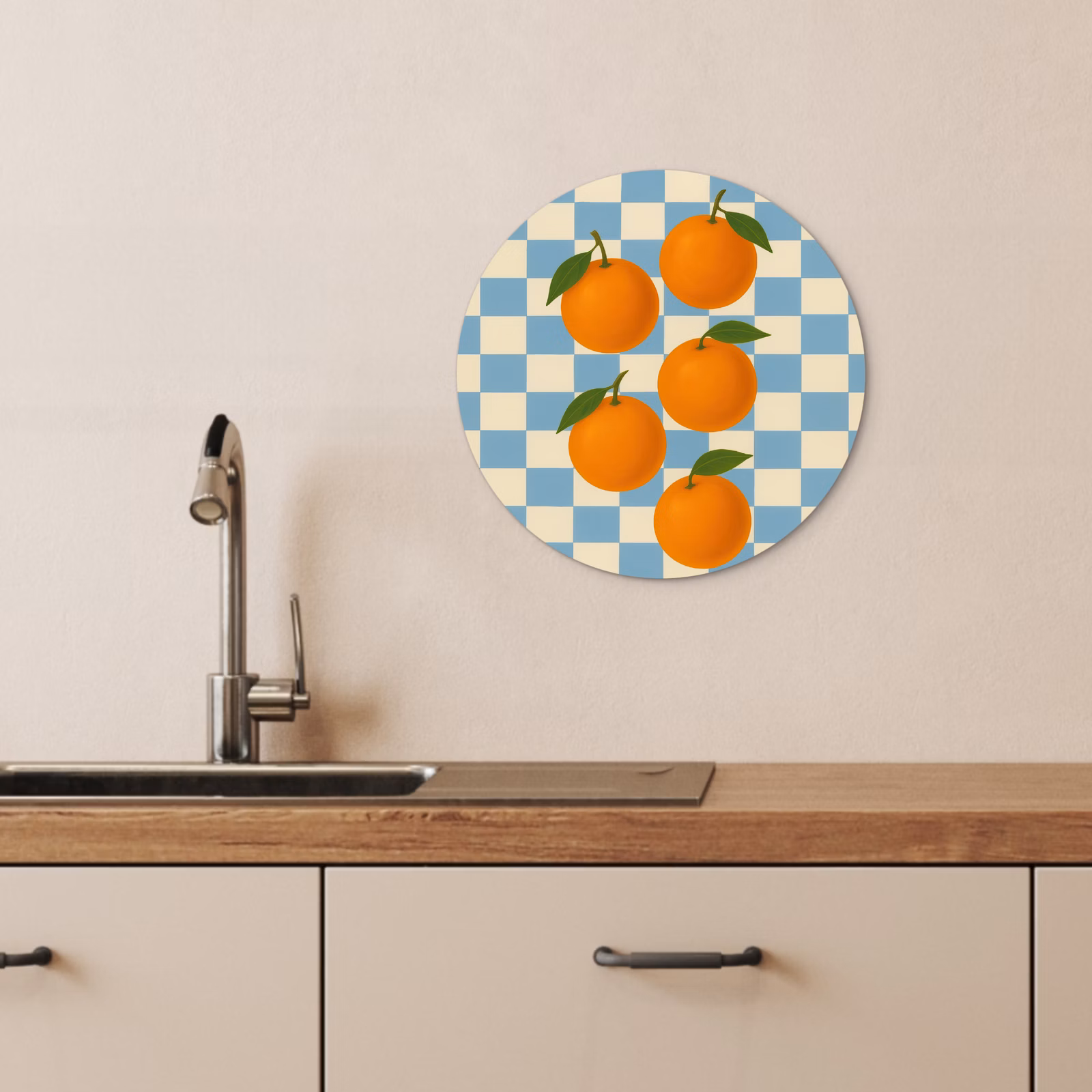 Runde Bilder - Orangen - Blätter - Blockiert - Blau — 1
