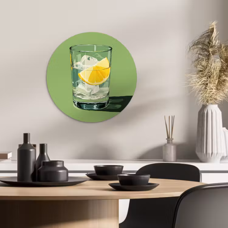 Runde Bilder - Glas - Zitrone - Eiswürfel - Grün — 4