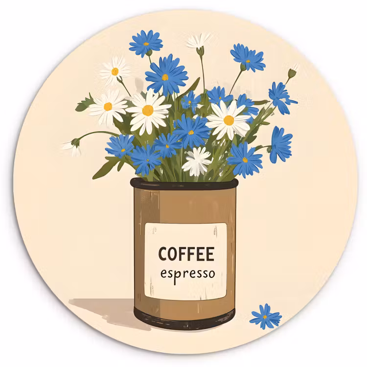 Runde Bilder - Kaffee - Dose - Minimalistisch - Blumen — 3