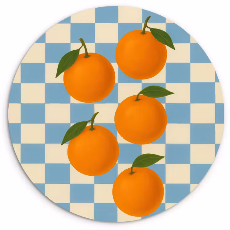 Runde Bilder - Orangen - Blätter - Blockiert - Blau — 2