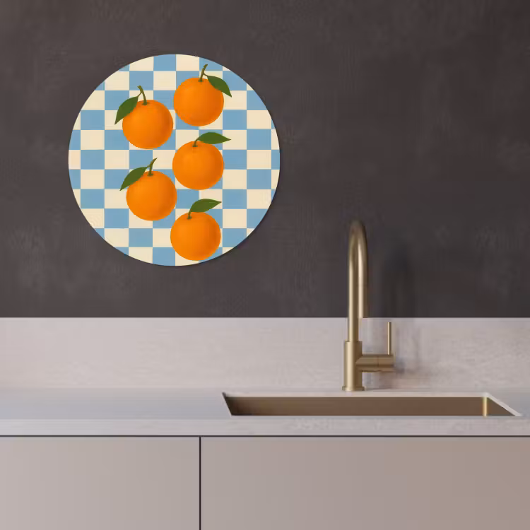 Runde Bilder - Orangen - Blätter - Blockiert - Blau — 3