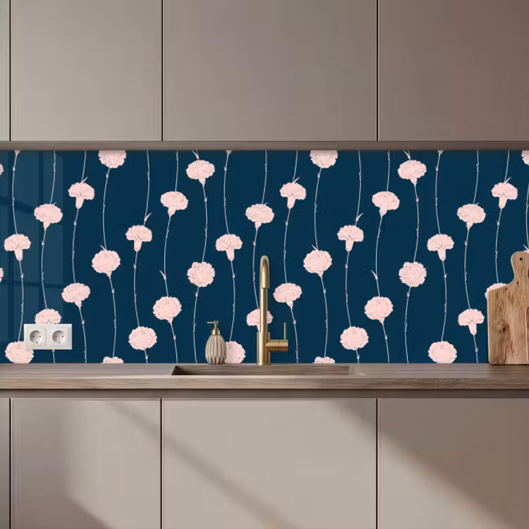 Küchenrückwand - Blumen - Pfingstrose - Muster - Pastell — 1