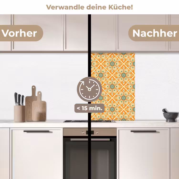 Küchenrückwand - Mandala - Boho - Blumen - Orange - Muster — 2