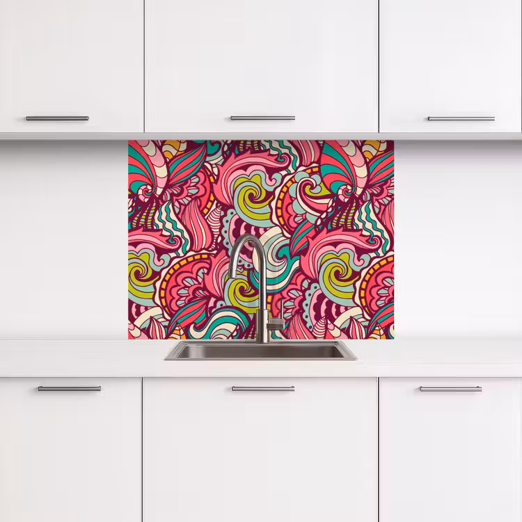 Küchenrückwand - Blumen - Blätter - Regenbogen - Design — 3