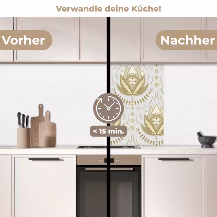 Küchenrückwand - Blumen - Gold - Muster — 2