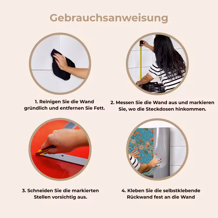 Küchenrückwand - Bohème - Blumen - Orange - Retro - Design — 8