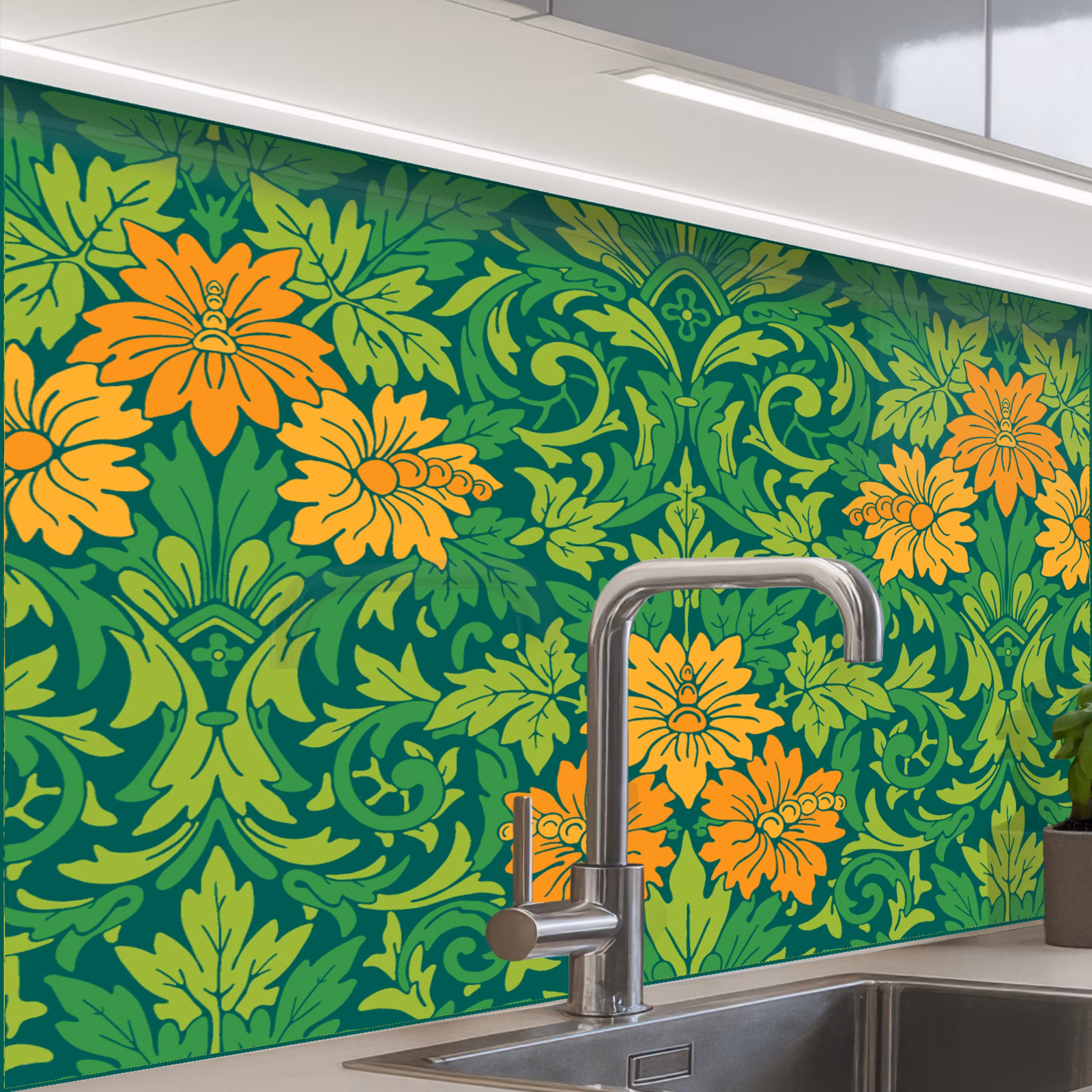 Küchenrückwand - Blätter - Blumen - Boho - Muster — 1