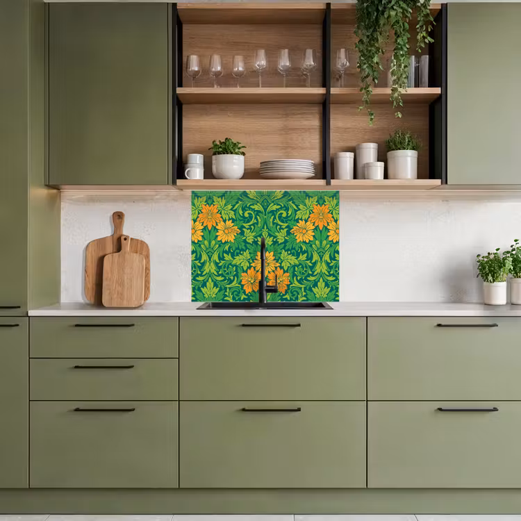 Küchenrückwand - Blätter - Blumen - Boho - Muster — 7