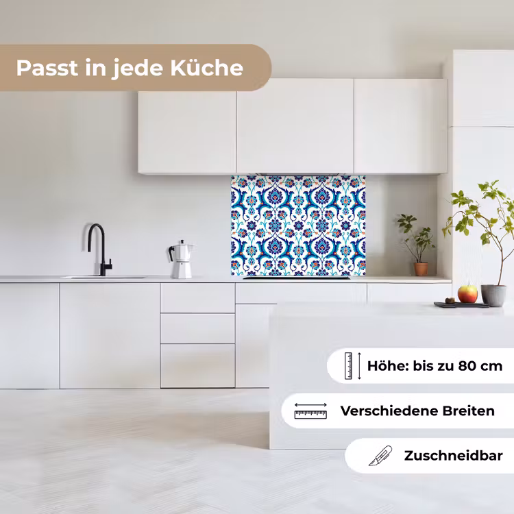 Küchenrückwand - Blumen - Muster - Blau — 6