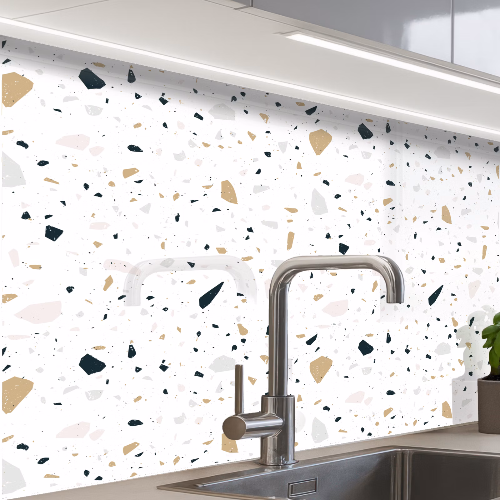 Küchenrückwand - Terrazzo - Muster - Weiß - Neutral — 1