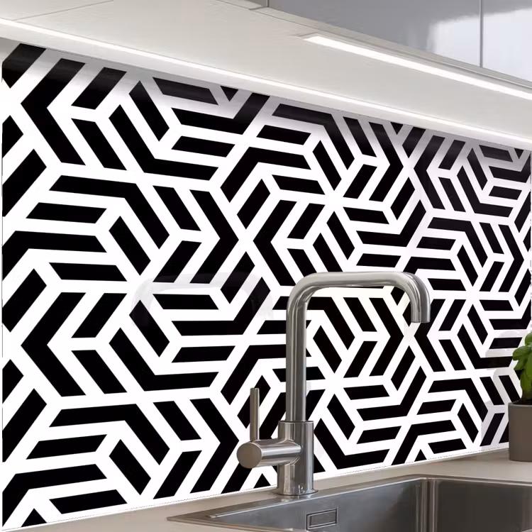 Küchenrückwand - Design - Geometrie - Muster - Schwarz - Weiß — 1
