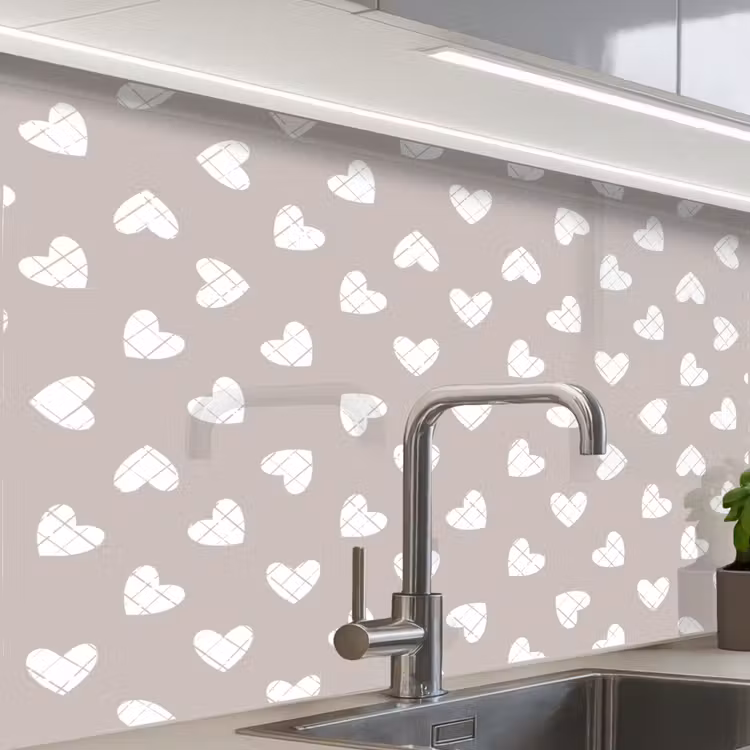 Küchenrückwand - Design - Linie - Muster - Herz - Grau — 1