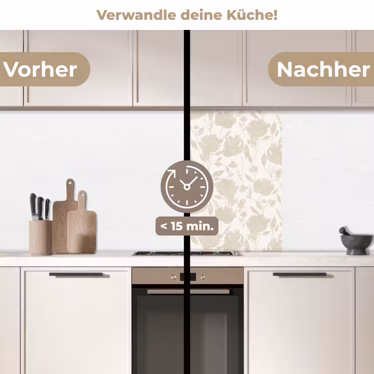 Küchenrückwand - Blumenmuster - Scherenschnitt - Weiß — 2