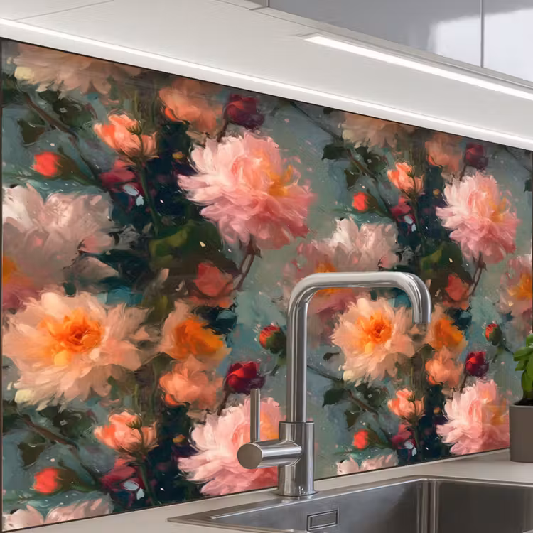 Küchenrückwand - Dahlie - Blumen - Muster — 1