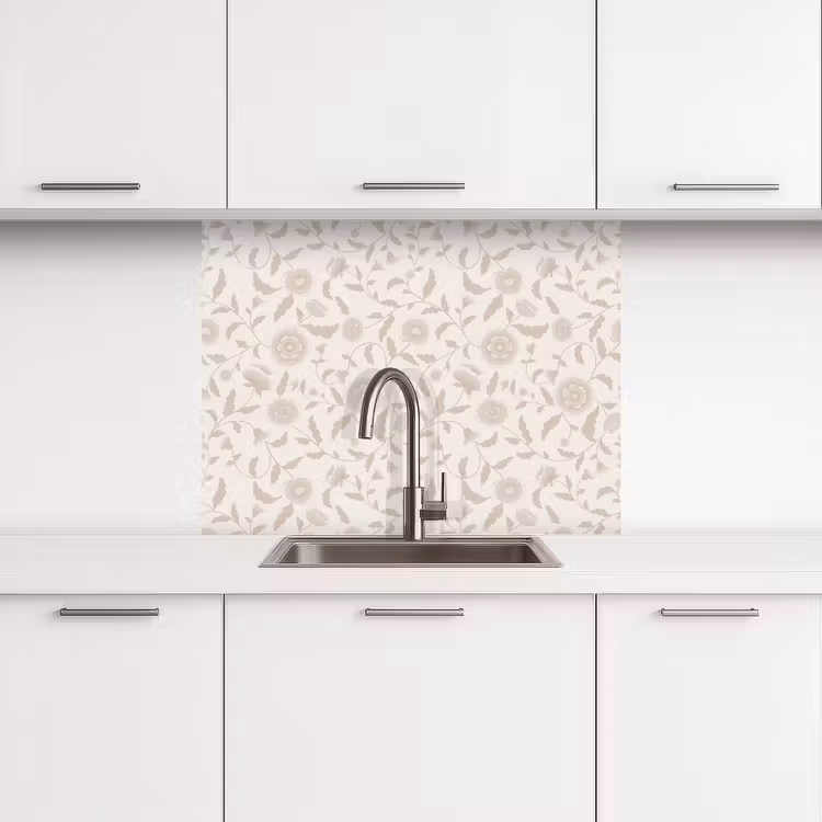 Küchenrückwand - Geschmückt - Blumen - Beige — 3