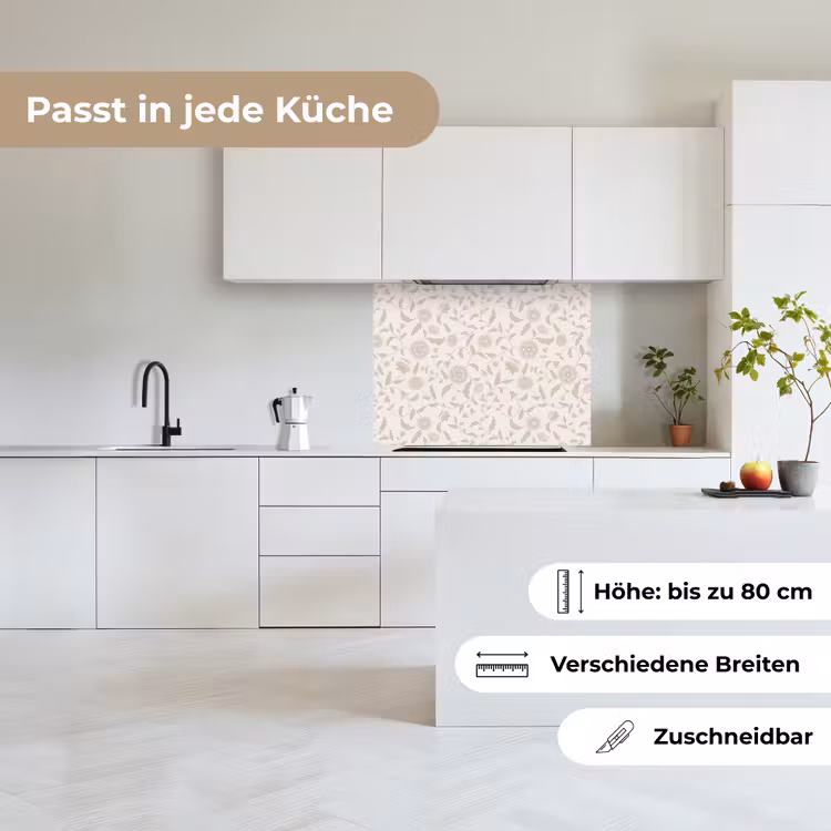 Küchenrückwand - Geschmückt - Blumen - Beige — 6