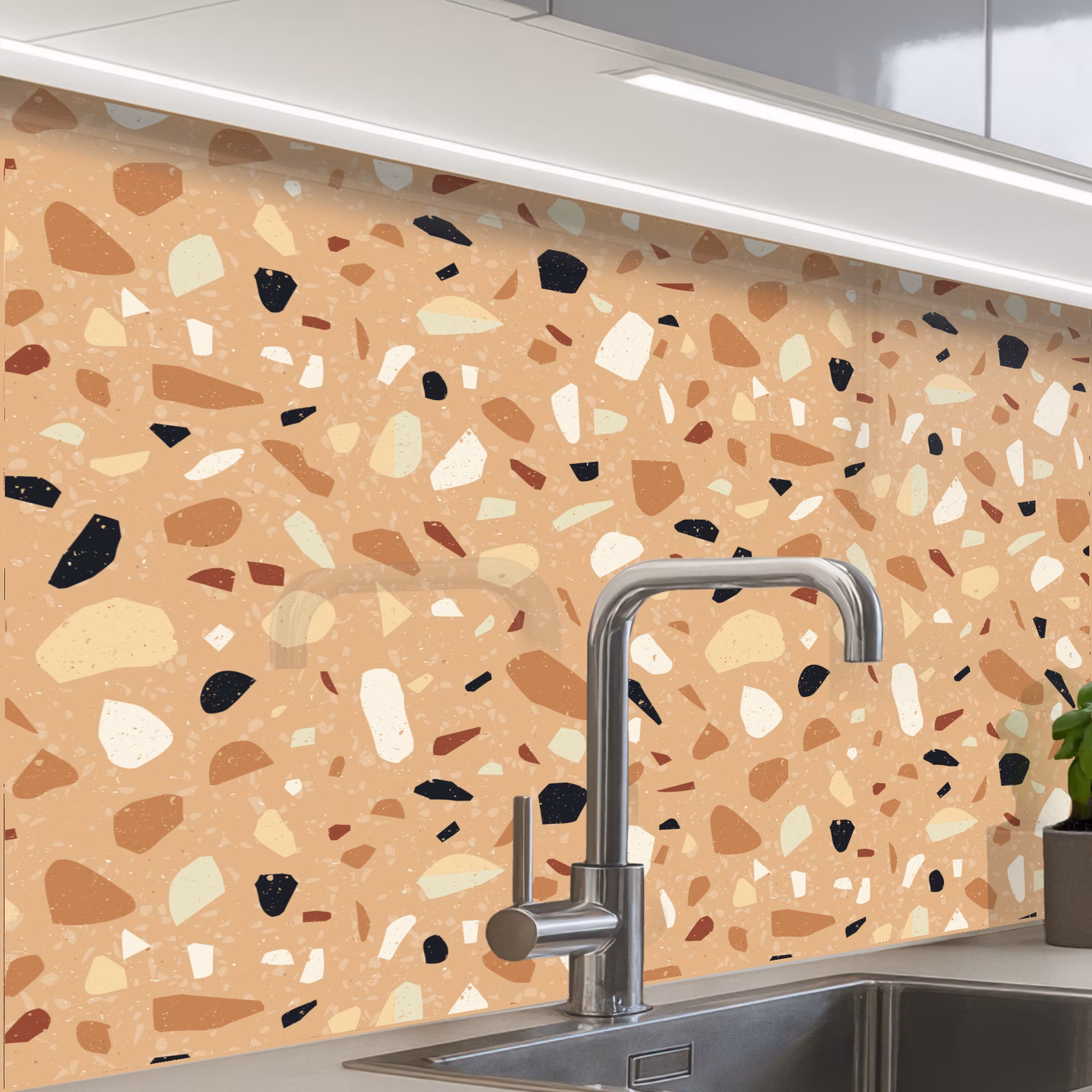 Küchenrückwand - Terrazzo - Muster - Bunt - Orange — 1