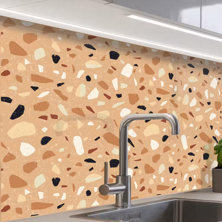 Küchenrückwand - Terrazzo - Muster - Bunt - Orange — 1